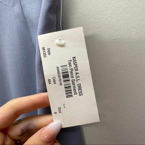 Kasper ASL dusty blue NWT skirt set with blazer size 8 with zip up and button up - Picture 12 of 14